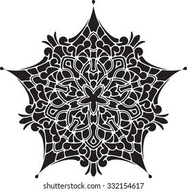 Abstract vector black lace design - five-finger mandala, ethnic decorative element. tattoo. 