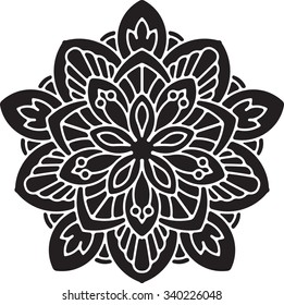 Abstract vector black lace design - five-finger mandala, ethnic decorative element or tattoo. 