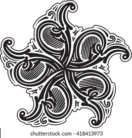 Abstract vector black lace design - five-finger mandala, ethnic decorative element. tattoo. 
