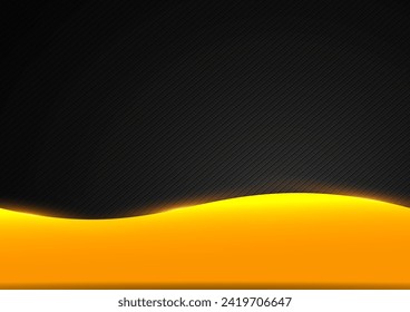 Abstract vector black and orange background with shadows and light effects