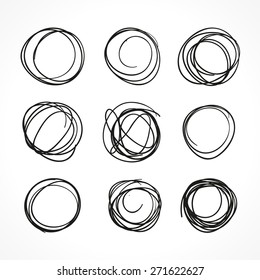 Abstract vector black round brush strokes sketch