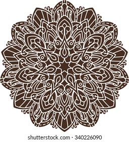 Abstract vector black round, heptagon lace design - mandala, ethnic decorative element.