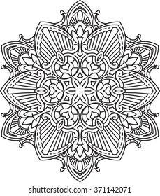 Abstract vector black round lace design - mandala, ethnic decorative element. Can be used as anti stress therapy.