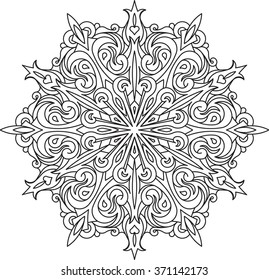 Abstract vector black round lace design - mandala, ethnic decorative element. Can be used as anti stress therapy.