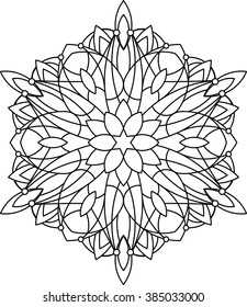 Abstract vector black round lace design - mandala, ethnic decorative element. Can be used as anti stress therapy.