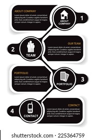 Abstract vector black scheme of company icons and place for text