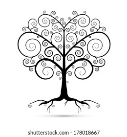 Abstract Vector Black Tree Illustration 