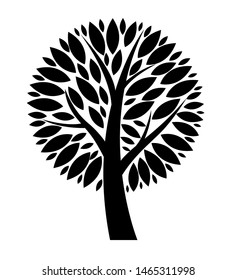 Abstract Vector Black Tree Silhouette Icon Illustration EPS10