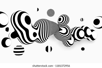 Abstract vector black and white background . Metaball 3d design, with organic effect.