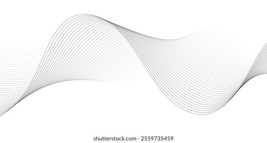 Abstract vector black and white background with wavy lines