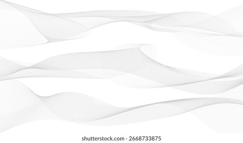 Abstract vector black and white background with wavy lines set. 