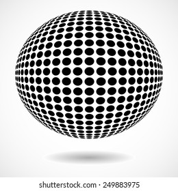 Abstract vector black and white dotted sphere