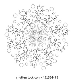 Abstract vector black and white flower.