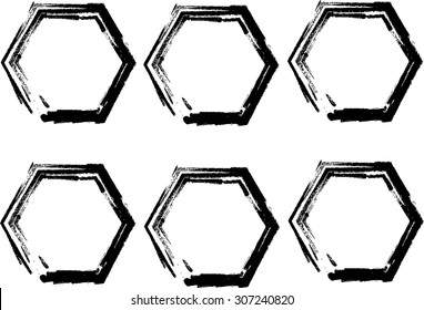  Abstract vector black and white hexagon vector - grunge  frame