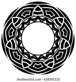Abstract vector black and white illustration round beautiful frame. Decorative vintage ethnic mandala pattern. Design element for tattoo or logo.