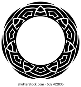 Abstract vector black and white illustration round beautiful frame. Decorative vintage ethnic mandala pattern. Design element for tattoo or logo.