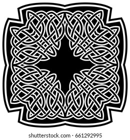 Abstract vector black and white illustration celtic cross. Decorative vintage element with pattern. Design for tattoo or logo.