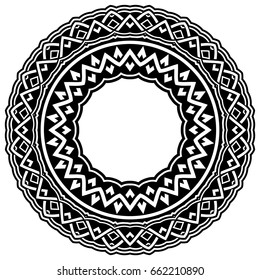 Abstract vector black and white illustration round beautiful tracery frame. Decorative vintage ethnic mandala pattern. Design element for tattoo or logo.