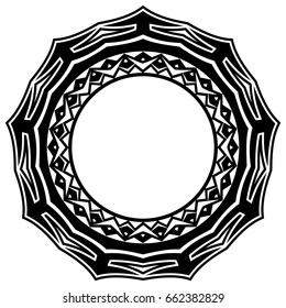 Abstract vector black and white illustration round beautiful frame. Decorative vintage ethnic mandala pattern. Design element for tattoo or logo.