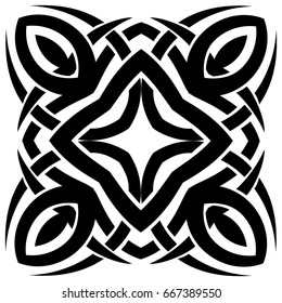 Abstract vector black and white illustration beautiful ornament. Decorative vintage ethnic pattern. Design element for tattoo or logo.