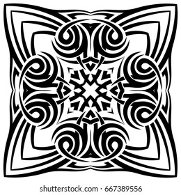 Abstract vector black and white illustration beautiful ornament. Decorative vintage ethnic pattern. Design element for tattoo or logo.