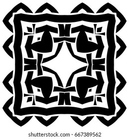 Abstract vector black and white illustration beautiful ornament. Decorative vintage ethnic pattern. Design element for tattoo or logo.