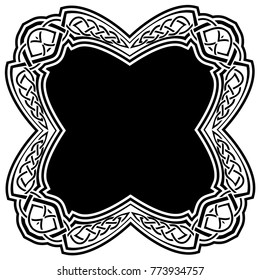 Abstract vector black and white illustration beautiful tracery frame. Decorative vintage tribal cross with patterns. Design element for tattoo or logo.