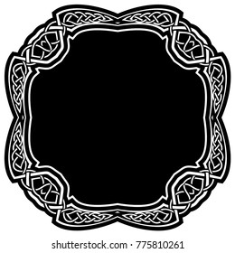 Abstract vector black and white illustration beautiful tracery frame. Decorative vintage tribal cross with patterns. Design element for tattoo or logo.