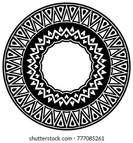 Abstract vector black and white illustration round beautiful tracery frame. Decorative vintage ethnic mandala pattern. Design element for tattoo or logo.
