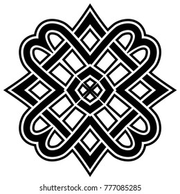 Abstract vector black and white illustration beautiful tracery frame. Decorative vintage tribal cross with patterns. Design element for tattoo or logo.