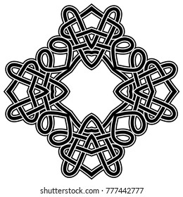 Abstract vector black and white illustration beautiful tracery frame. Decorative vintage tribal cross with patterns. Design element for tattoo or logo.