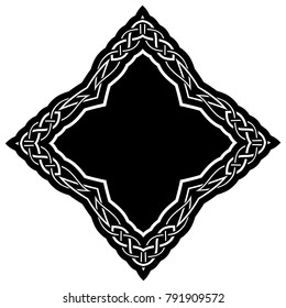 Abstract vector black and white illustration beautiful tracery frame. Decorative vintage tribal cross with patterns. Design element for tattoo or logo.
