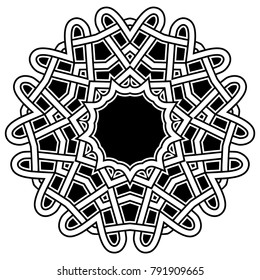 Abstract vector black and white illustration round beautiful ornament. Decorative vintage ethnic mandala pattern. Design element for tattoo or logo.