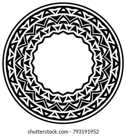 Abstract vector black and white illustration round beautiful tracery frame. Decorative vintage ethnic mandala pattern. Design element for tattoo or logo.
