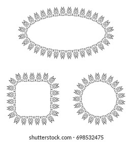 abstract vector black and white ornate frames set