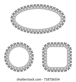 abstract vector black and white ornate frames set