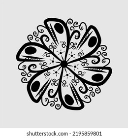 Abstract vector, black and white radial style. Simple and attractive Mosaic Type