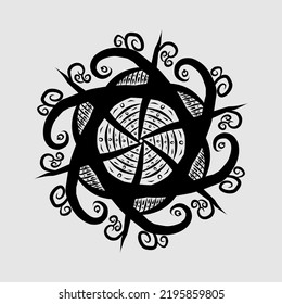 Resumen vectorial, estilo radial en blanco y negro. Tipo de mosaico simple y atractivo