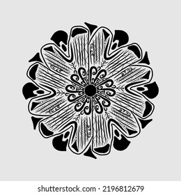 Abstract vector, black and white radial style. Simple and attractive Mosaic Type