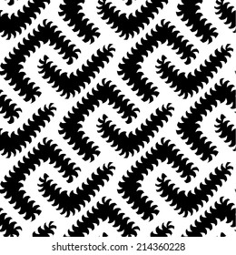 Abstract Vector Black White Seamless Pattern with Worms. Some motion illusion effect may appear.