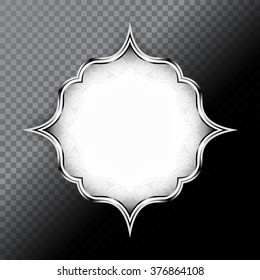 Abstract vector black and white silver shape design element on transparent background for banner, border, frame, card, poster, logo, advertising. Premium vector design element for your business