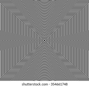 Abstract vector black and white striped background. Optical illusion