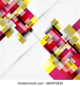 Abstract vector blocks template design background, simple geometric shapes on white, straight lines and rectangles