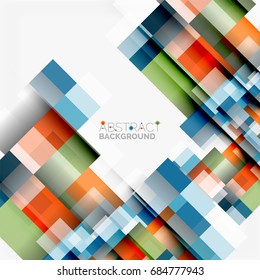 Abstract vector blocks template design background, simple geometric shapes on white, straight lines and rectangles