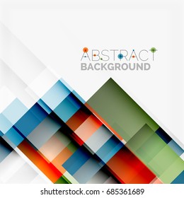 Abstract vector blocks template design background, simple geometric shapes on white, straight lines and rectangles
