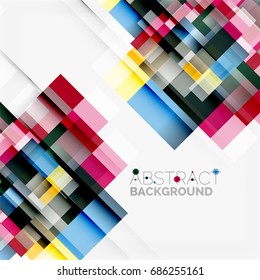 Abstract vector blocks template design background, simple geometric shapes on white, straight lines and rectangles