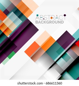 Abstract vector blocks template design background, simple geometric shapes on white, straight lines and rectangles