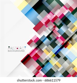 Abstract vector blocks template design background, simple geometric shapes on white, straight lines and rectangles