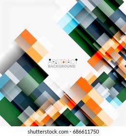 Abstract vector blocks template design background, simple geometric shapes on white, straight lines and rectangles