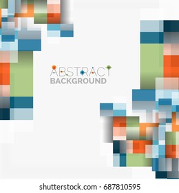Abstract vector blocks template design background, simple geometric shapes on white, straight lines and rectangles